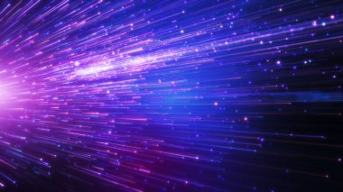 Pink Purple blue light trail running, Flight Through the space.