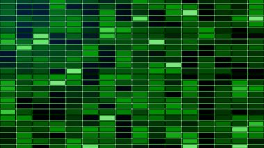 Abstract creative green colorful glow grid background. Tiles, squares with glow.