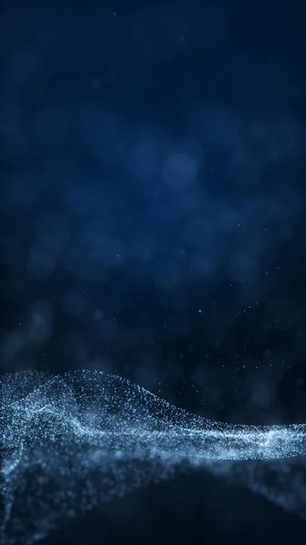 sparkling blue particles on dark abstract luxury background. 3D renderin