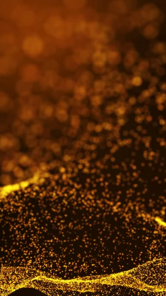 sparkling gold particles on dark abstract luxury background. 3D renderin