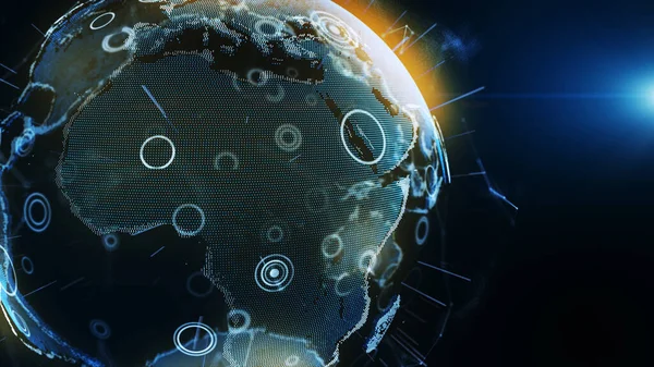 Blue Earth Digital Technology Business Communications Background Animation Earth Globe — Stockfoto