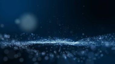 Koyu mavi ve parlayan toz parçacık soyut arka plan, Işık ışını parlaklık ışını etkisi