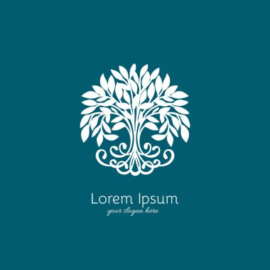 Circle luxury vintage grow tree logo template design. Vector emblem nature for your company or business.