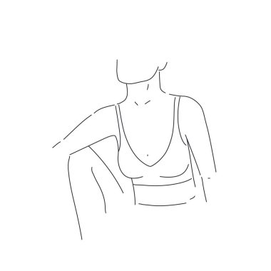 Set of art simple design line girls portraits. Minimalist vector illustration of beautiful woman. Line drawing.