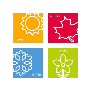 Four seasons badge icon vector illustration. Weather forecast. seasonal simple elements. Color icons of seasons of the year. 