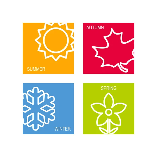 四季徽章图标矢量插图 天气预报 季节性的简单元素 一年四季的色彩图标 免版税图库矢量图片