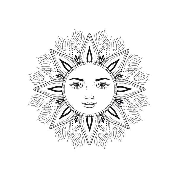 Esoteric Symbol Sun Boho Vector Illustration Mystical Astrology Boho Celestial — Stock Vector