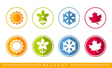 Four seasons badge icon vector illustration. Weather forecast. seasonal simple elements. Color icons of seasons of the year. 