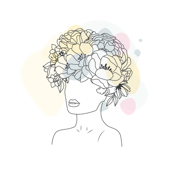 Minimal Line Drawing Foce Woman Art Flower Images Girl Flowers Royalty Free Stock Illustrations