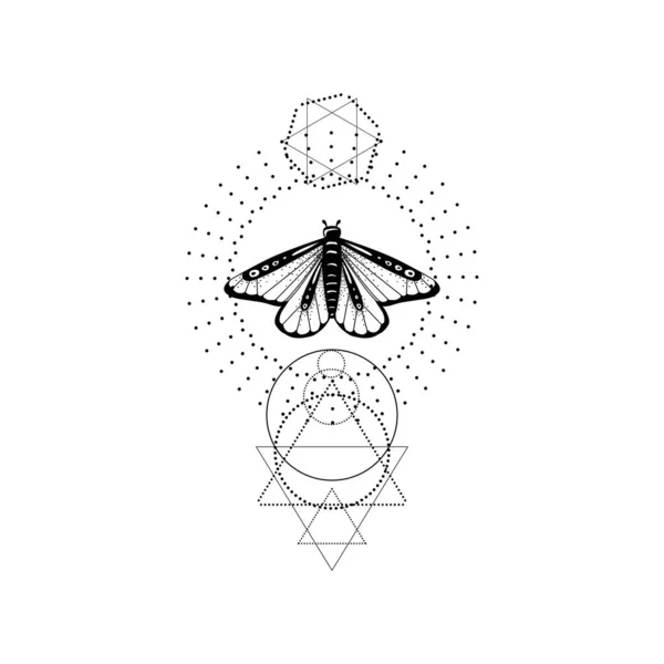Μαγική Διανυσματική Απεικόνιση Boho Λευκό Φόντο Μυστηριώδη Στοιχεία Σχεδιασμού Πρότυπα — Διανυσματικό Αρχείο