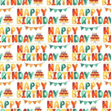 Seamless pattern happy birthday vector illustration.