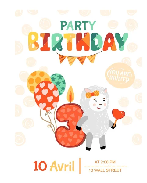 Invitation Child Party Happy Birthday Card Template Vector Illustration lizenzfreie Stockvektoren