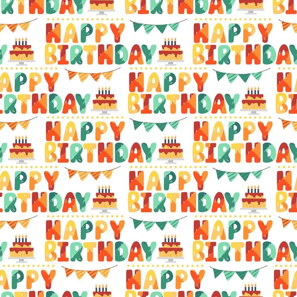 Seamless Pattern Happy Birthday Vector Illustration Stockillustration