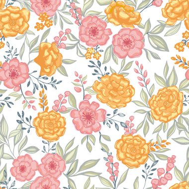 Çiçekler kusursuz desenli dizayn. Vektör illüstrasyon kumaş tekstil duvar kağıdı baskı tasarımı