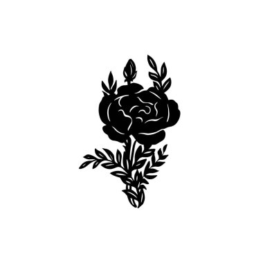 Black and white rose silhouette on a white background. Rose vinyl vector