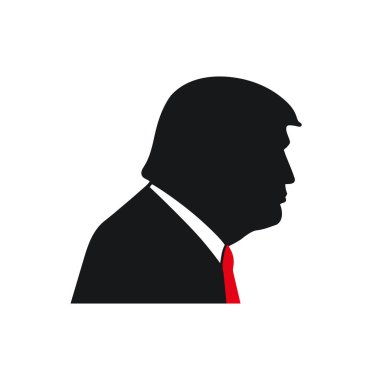 Yazdır. Donald Trump siluetinin vektör çizimi. Başkan Donald Trump