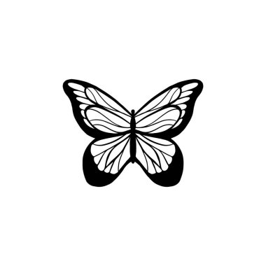 Beyaz arkaplanda kelebek vektör silueti.