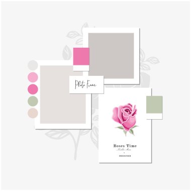 Kolaj Boş Fotoğraf Çerçeve Şablonu İllüstrasyon Ayarları. Ruh hali tahtası. Fotoğraf Çerçeve Filmi İzole Edildi, Fotoğraf Galerisi İllüstrasyonu Seti. Vektör Ayarları.