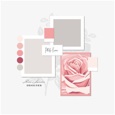 Kolaj Boş Fotoğraf Çerçeve Şablonu İllüstrasyon Ayarları. Ruh hali tahtası. Fotoğraf Çerçeve Filmi İzole Edildi, Fotoğraf Galerisi İllüstrasyonu Seti. Vektör Ayarları.