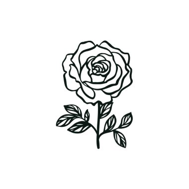 Black and white rose silhouette on a white background. Rose vinyl vector
