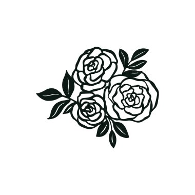 Black and white rose silhouette on a white background. Rose vinyl vector