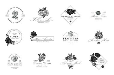 Çiçekli Gül Logosu. Çeşitli tasarım projeleri için zarif, güzel ve yaratıcı çiçek logosu. Gül logosu sembol, simge ya da diğer şablon olarak kullanılabilir.