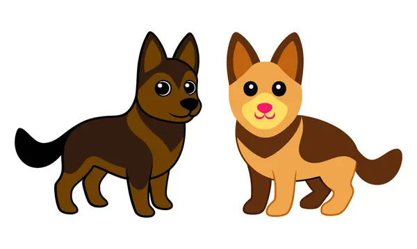 Alman çoban köpeği bebek kahverengi renk vektör sanat tasarımı