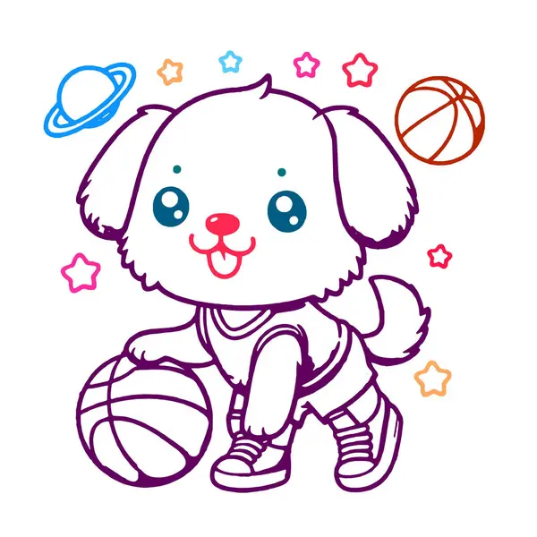 Basketbol oynayan bir köpek vektör resim tasarımı