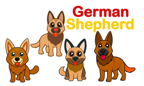Alman çoban köpeği ve köpek yavrusu vektör sanat tasarımı