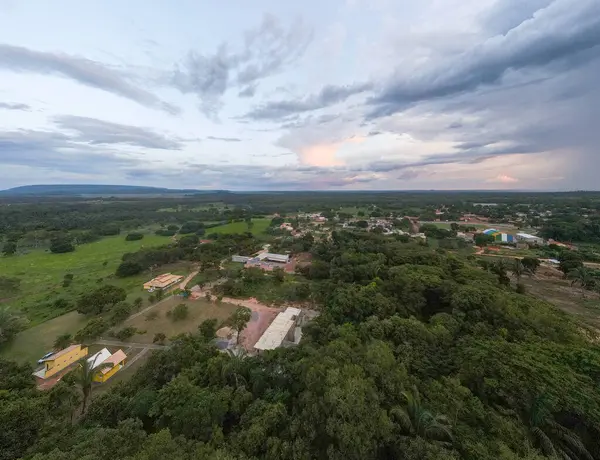 Stock image Aerial landscape of rainforest and village during summer in Nobres Bom Jardim Mato Grosso Brazil