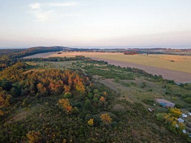 Aerial view of meadow on the Island of Rugen in Mecklenberg Vorpommern Northern Germany clipart