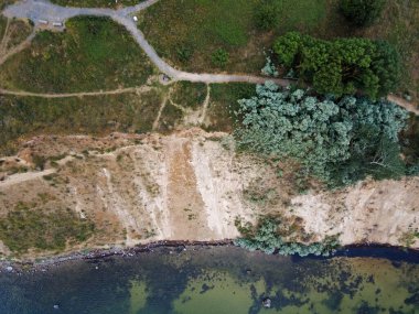 Mecklenberg Vorpommern Kuzey Almanya 'daki Rugen Adası' nın kıyı şeridinin aşağı havacılığı.