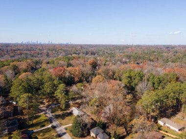 Aerial landscape of residential area during fall in Decatur Atlanta Georgia USA clipart