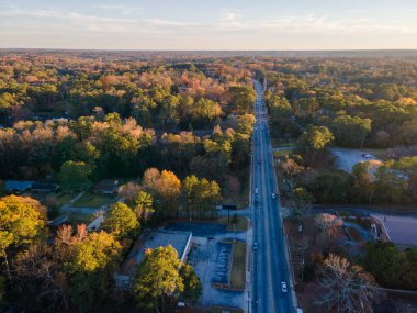 Decatur Atlanta Georgia ABD 'de sonbaharda yerleşim alanının havadan manzarası