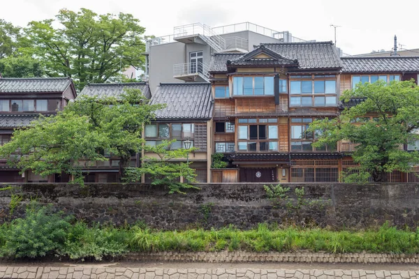 Дома Вдоль Реки Асаногава Канадзаве Исикава Япония Стоковое Изображение
