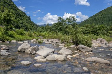 River in countryside, Shiramine, Ishikawa, Japan.