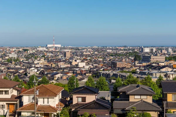 Widok Miasto Kanazawa Daijouji Hill Park Patrząc Zachód Kierunku Morza — Zdjęcie stockowe