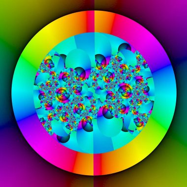 Orijinal el yapımı sanat eseri (yapay zeka değil). Matematiksel bir nesnenin fraktal adı verilen eşsiz renkli ve ayrıntılı görselleştirmesi.