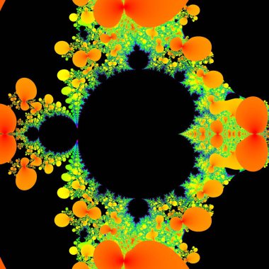 Orijinal el yapımı sanat eseri (yapay zeka değil). Matematiksel bir nesnenin fraktal adı verilen eşsiz renkli ve ayrıntılı görselleştirmesi.