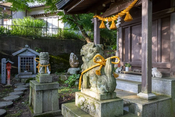 Komainu Perro León Estatua Imohoritougorou Jinja Kanazawa Japón Traducción Prosperidad —  Fotos de Stock