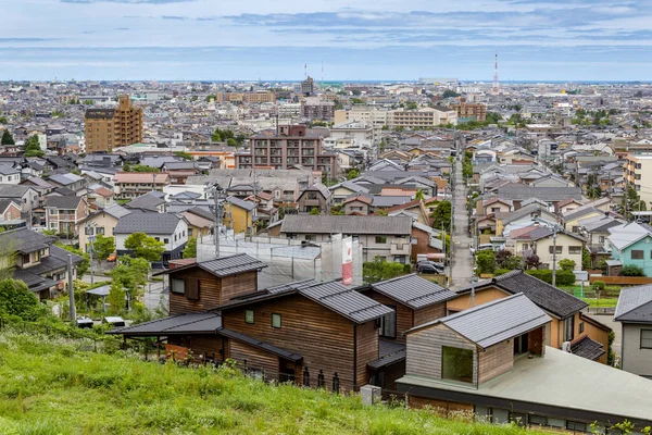 Вид Город Каназава Холма Дайджудзи Видом Запад Сторону Японского Моря Лицензионные Стоковые Фото