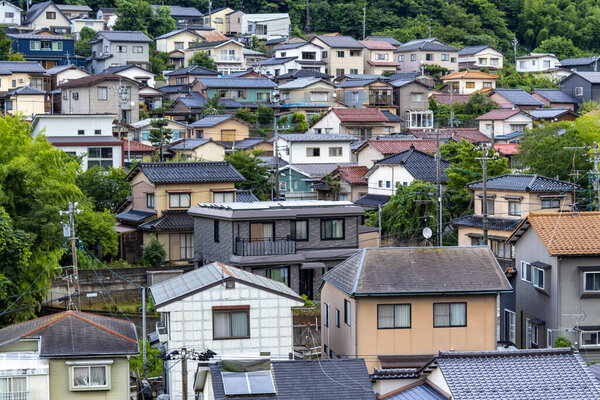 View of Yamashina village in the hills outside Kanazawa, Japan.