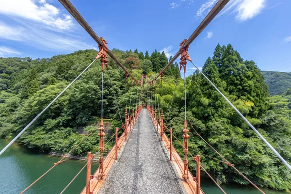 Pont Suspendu Wagatani Travers Rivière Daishoji Yamanakaonsen Wagatanimachi Kaga Ishikawa — Photo