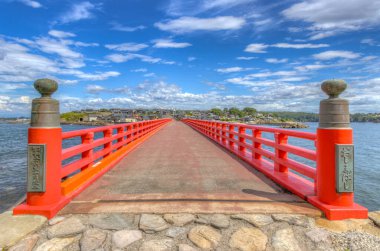Oshima bridge, connecting the mainland with Oshima Island, Mikunicho Anto, Sakai, Fukui, Japan. clipart