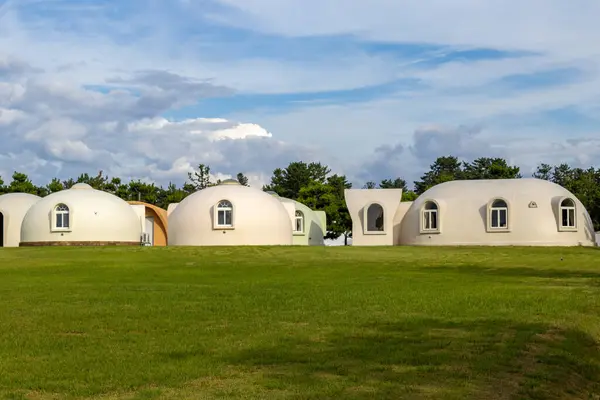 stock image Prefabricated dome houses, Komatsu, Japan.