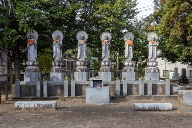 Stone statues of Ojizou san, protector of children and protector of travellers, Japan