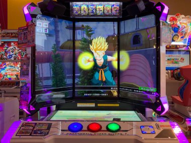 Oyun makinesi oyun salonunda, Kanazawa, Ishikawa, Japonya.