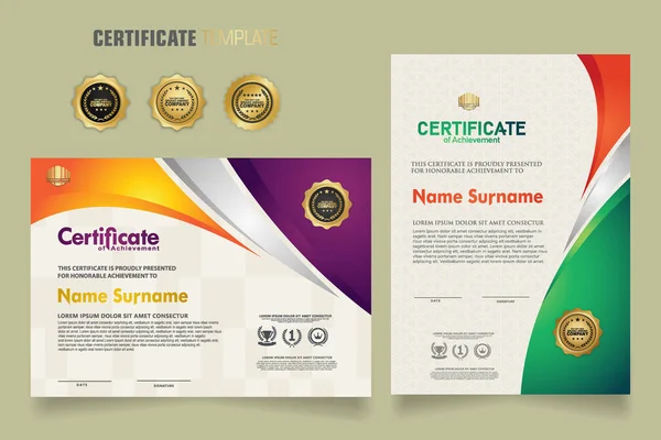 Nowoczesny Wzór Certyfikatu Piękną Kombinacją Kolorów Falującym Tle Kształtu Dyplom — Wektor stockowy