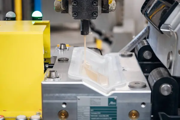 Üretim ya da montaj işlemi için bileşene dolgu macunu uygulayan endüstriyel yapıştırıcı dağıtım makinesi