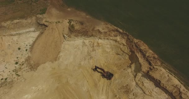 Ver Antena Poço Areia Ilegal Construção Mineração Secreta Escavadeira Fica — Vídeo de Stock